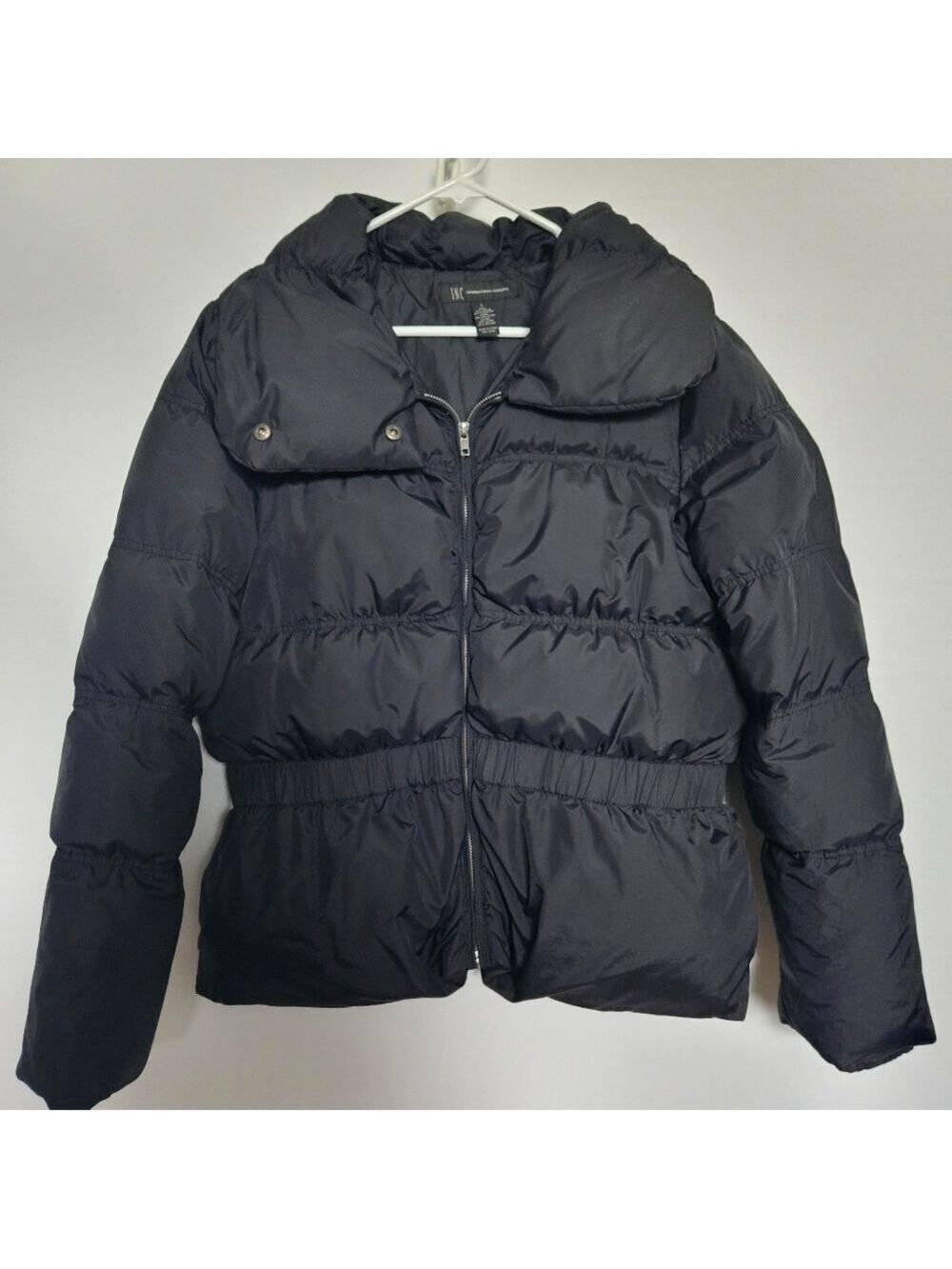 INC PUFFER JACKET WOMENS (L) DOWN FILLED POCKETS BLACK ZIPPER
